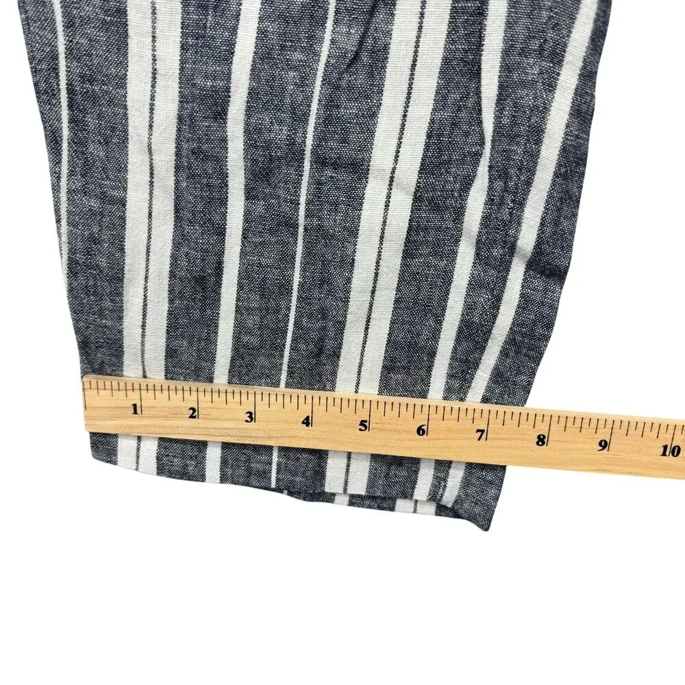 Banana Republic Pants Women's 10 Blue White Avery Linen Striped Business Preppy